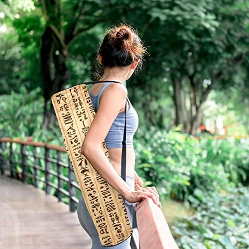 Ratgdn Yoga Mat Bag, Egito Hieroglifos Padrão Exercício de ioga Portador de tape