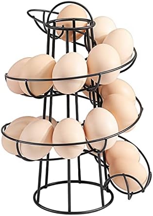 Flexzion Egg Skelter Modern Spiral Egg Batizer - Suporte de ovo de bancada com fio independente para ovos frescos, suporte de dispensador,