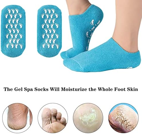 4 pares hidratantes meias de gel sem deslizamento meias de spa de gel meias de salto de gel para homens homens rachados seco pés