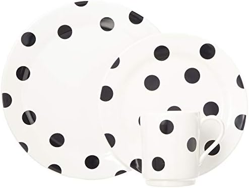 Kate Spade Deco Dot 12 peças conjunto de utensílios, 18,3 lb, branco