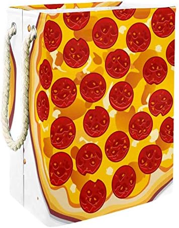 DJROW Pizza italiana com fatias de pepperoni, cesto de roupas de roupa de lavanderia independente, cesto grande