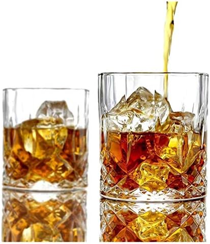 Óculos de uísque de cristal de koaius, 11 oz de vidro bourbon exclusivo, óculos antiquados duplos de ultra-claridade, para beber bourbon, conhaque, conjunto de 6 sobriedade de decanter
