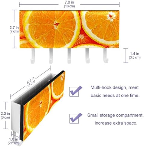 Ganchos de parede Guerotkr, ganchos pendurados, ganchos pegajosos para pendurar, padrão de arte laranja de frutas