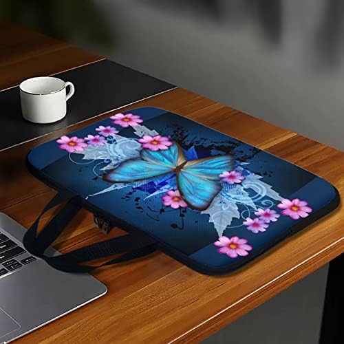 Suhoaziia Butterfly Butterfly Sleeve de laptop azul de 15 polegadas, capa de laptop Saco de computador de computadores