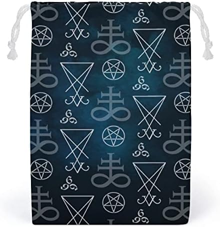 Occult Pentagram Leviathan Cross Canvas de armazenamento Bolsa de armazenamento reutilizável Saco de bolsa de bolsa de bolsa para viagem para viagem em casa