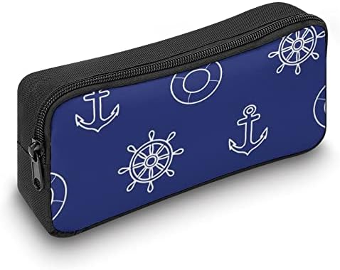 Caixa de lápis de âncora azul da marinha náutica de alta capacidade de papelaria bolsa de maquiagem Bolsa de maquiagem Yho