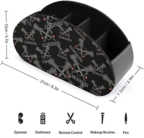 Lacrosse bastões cruzados Imprimir TV Remote Control Storage Storage Solder PU Couro 5 Compartamentos Bandeja para Organizador de Desktop