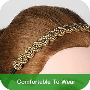 Teenitor 6pcs Stromestone Faixa de cabeça com miçangas, elástica de jóias de jóias Bandas para Lady Women Girl Hair Acessórios