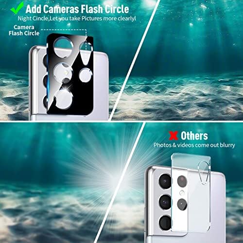 [2+2 pacote] Galaxy S21 Protetor de tela Ultra de tela, vidro temperado 9H incluem dois protetores de lente de câmera,