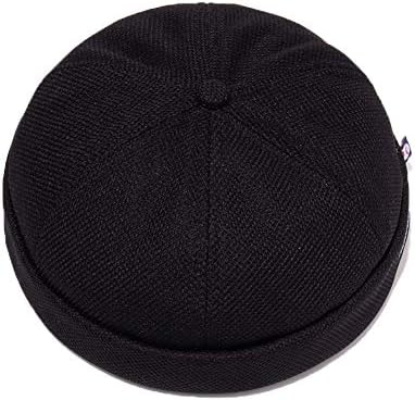 Gegeen Domog Men Docker Cap Hats Skullcap Bimless Beanie Retro Rollled Cuff Hat