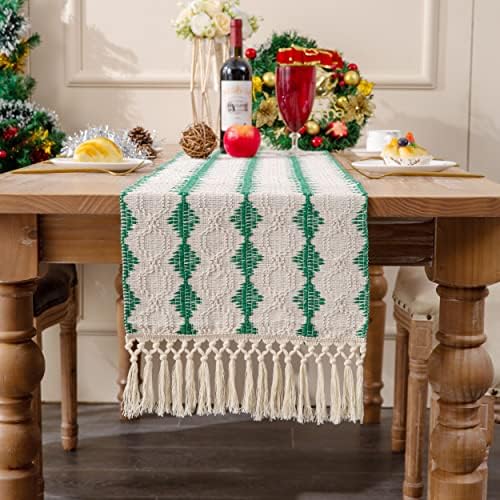 Holyfire Macrame Table Runner 75.20 x 13,78 com borlas, decoração de mesa de casamento, boho mesa de mesa, fazenda retro e estilo boêmio da sala de jantar, bege-1pc
