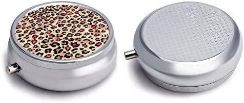 Caixa de comprimido Padrão de leopardo Round Medicine Tablet Case portátil Pillbox Vitamina Organizador Organizador de comprimidos com 3 compartimentos