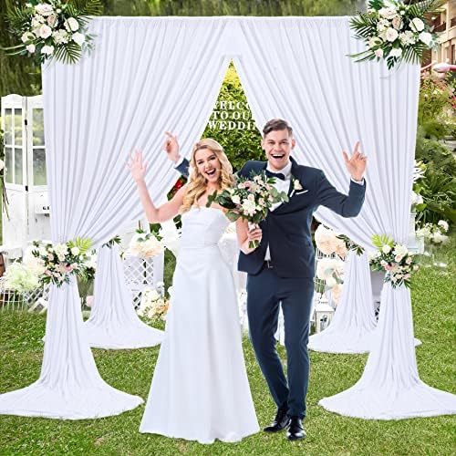 8 painéis Cortina de cenário branco para festas rugas de casamento grátis foto cortinas de pano de fundo de cortinas
