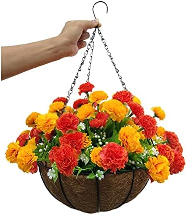 Corrente a cesta de cestas de cesto de flores artificial de cravos flores flores de seda laranja laranja