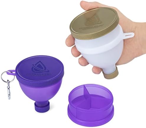 Hydra Cup [4 pacote] - funil de proteína em pó com três compartimentos, recipiente e dispensador de armazenamento de comprimidos e suplementos,