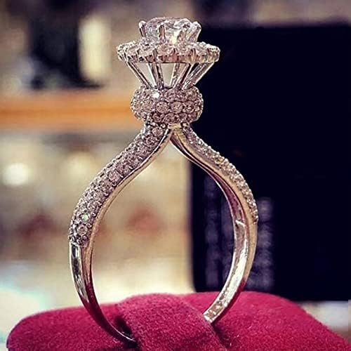 Yistu Women's Wedding Rings Wedding Cut Jewelry Luxury White Stone Ring Presente Anéis de noivado feitos anel de banda fina