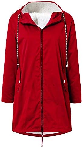 Jaquetas de chuva para mulheres à prova d'água com forro de lã Plus Size Size Capuz da capa de chuva leve à prova de vento Zip Up Windbreaker