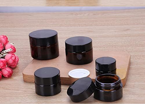 6 PCs 5ml Vicultores de vidro âmbar vazios com tampas pretas redonda de cosméticos loção para recipientes de creme de maquiagem