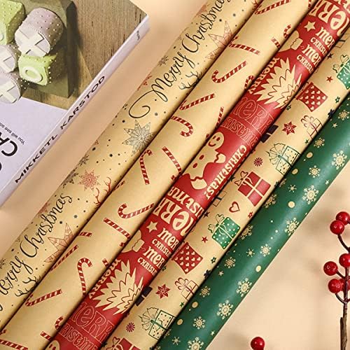 Papel de embrulho de Natal 70x50 cm embrulhamento de papel cana -de -christmas decoração de papel de embrulho papel revestido papel de parede de veado de natal papel de papel de fundo, 3 pcs