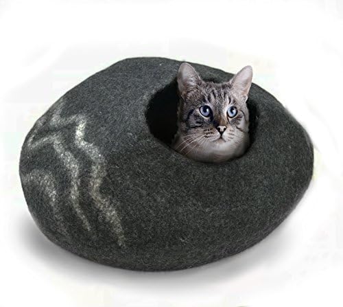 iPrimio de lã natural eco -amigável de 40 cm Caverna de gato - feltro premium artesanal - faz ótima casa de gato