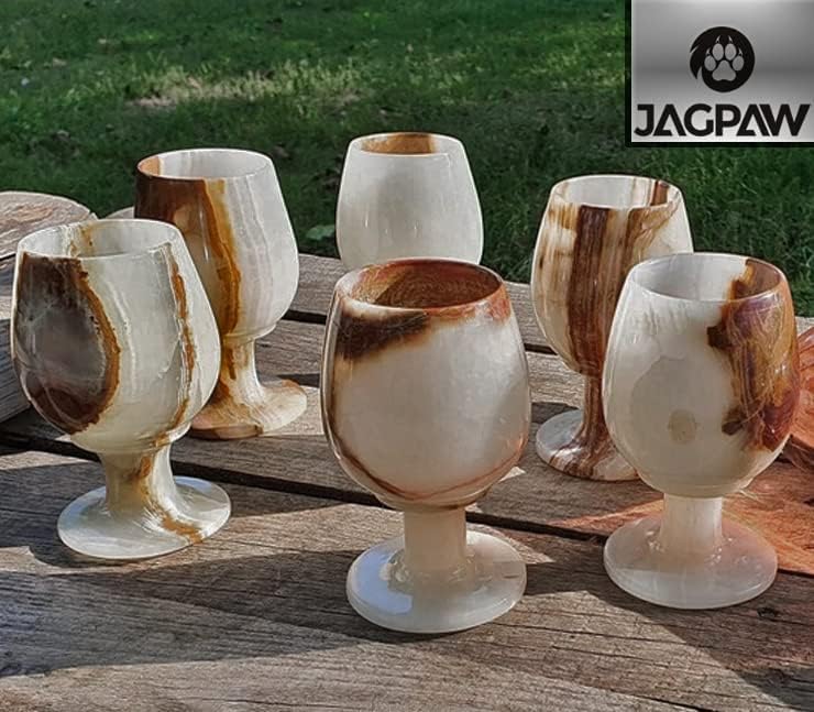 Jagpaw Drinkings Glasses Conjunto de 6. copos de mármore natural- Vidro de mármore artesanal com tamanho de 3 x 2,2 polegadas. Óculos de pedra de mármore - adequados para a festa