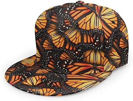 Chapéu de beisebol de aba plana montes de tecido de poliéster de borboletas de borboletas de monarca laranja para homens para homens